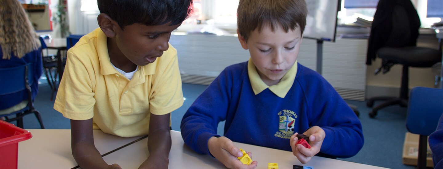smiling boys in classroom